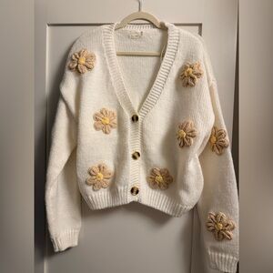 Dreamers Cream Cardigan with Floral Details